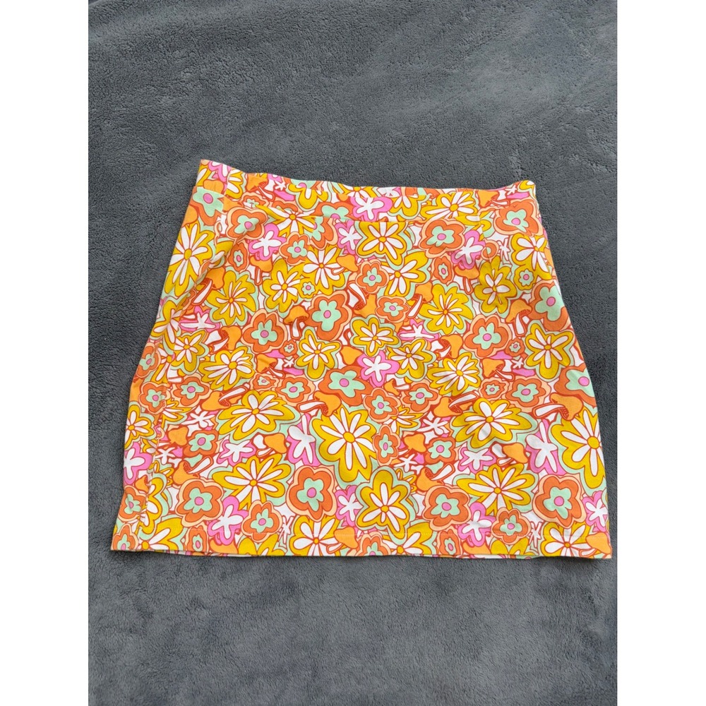 Vans Resort Floral Mini Skirt Womens Medium Orange Retro Mushroom NWT Flaw